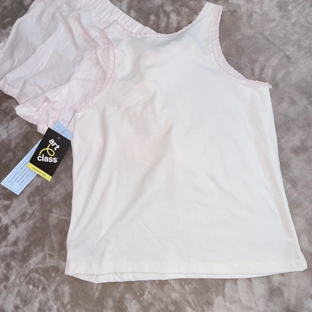 Art Class Pajama Set Kids L 10/12 White Pink NEW Flower Market Daisy Shorts